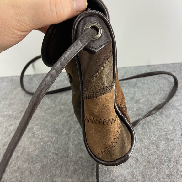 Vintage Mitzi Brown Patchwork Leather Mini Crossbody Bag Purse - Picture 6 of 8